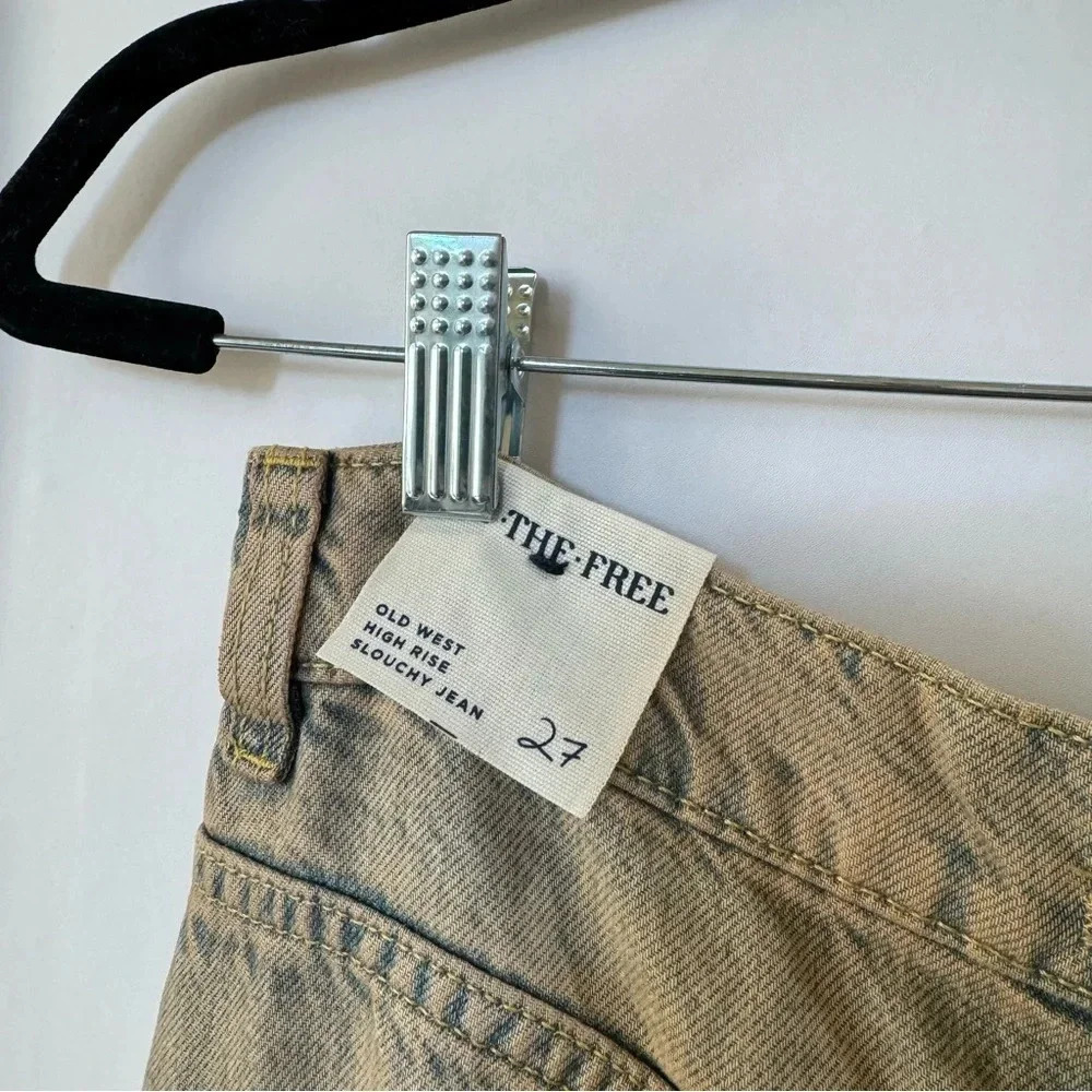 NWT Free People Old West Slouchy Jeans Wide Leg Denim We The Free Blue 27 - Picture 15 of 17